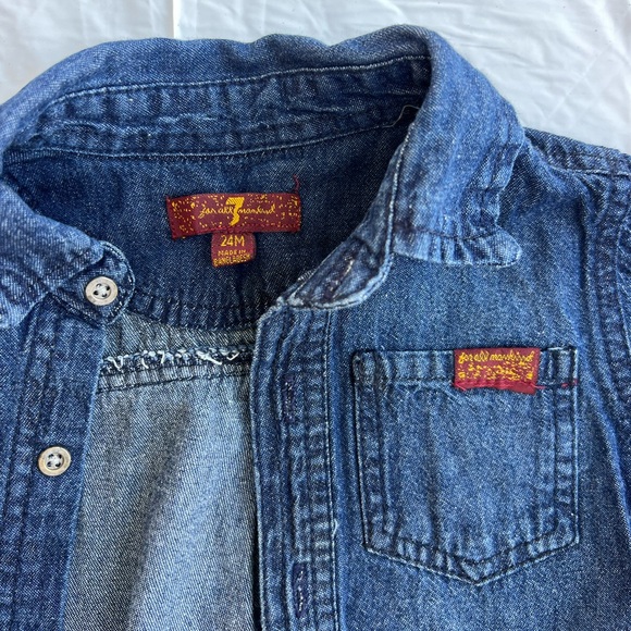 Denim button down for toddler 24 months 7 for all Mankind - Picture 3 of 3